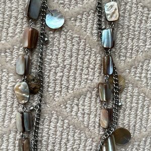 Chico’s double strand silver & shell necklace